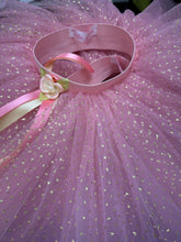 Ready-To-Wear - Tutu Child's Pull-On Style Pink with Gold Sparkles Embellished with Ribbons and Flower